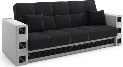 Zdjęcie produktu dla LIKMA Rozkładana Wersalka Manila Czarno/Szara 221x91x85 cm z Funkcją Spania, Pojemnikiem na Pościel, 2 Poduszki; Sofa w Tkaninie Inari 100+91