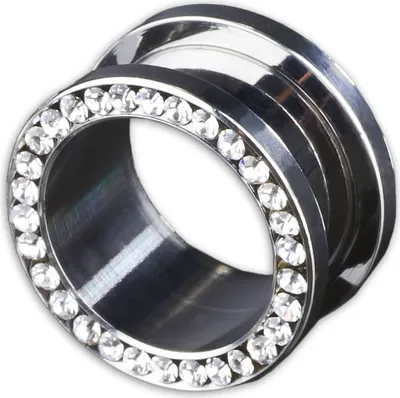 Produktbild von viva-adorno 1 Stück 8mm Flesh Tunnel Schraubverschluss Gewinde Edelstahl Kristall Zirkonia Größe 3 - 16mm Z62, Klar