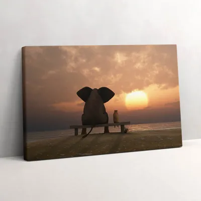Produktbild von Tiere und Sonnenuntergang – Leinwandbild Wandbild – 30x20 cm – Leinwandbilder – Wandbilder – Schlafzimmer – Flur