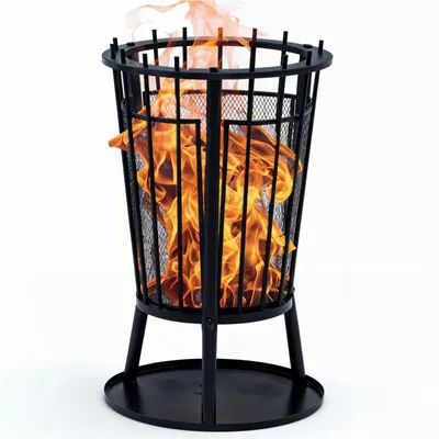 Produktbild von Gravidus Feuerkorb mit Funkenschutz und Grill aus Eisen, 40 x 61 cm, für Garten & Terrasse, Holzscheite & Grillkohle