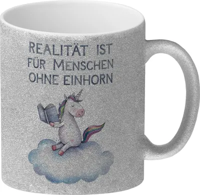 Produktbild von Realität ist für Menschen ohne Einhorn Glitzer-Kaffeebecher