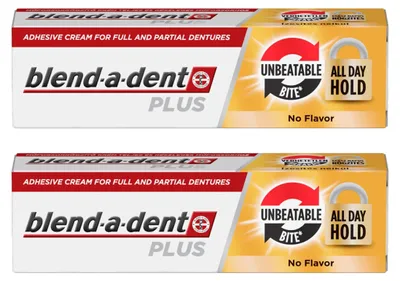 Obrázek produktu pro Blend-a-dent Plus Neparfémovaný Fixační Krém na Zubní Náhrady – Sada 2 kusů - 2x40g