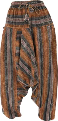 Produktbild von Gestreifte Haremshose, Pluderhose, Boho Pumphose, Aladinhose - Petrol/mustard, Damen, Mehrfarbig, Baumwolle, Hosen