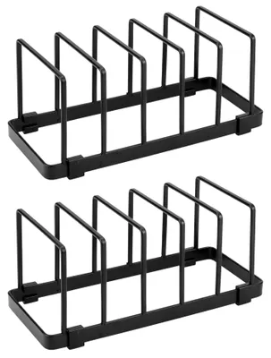 Küchen-Organizer 2er-Set, Tellerhalter, Abtropfgestell, schwarz
