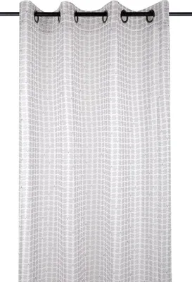 Produktbild von Fertiggardine Ösengardine JOIE grafisch weiß grau rosa 140x260cm