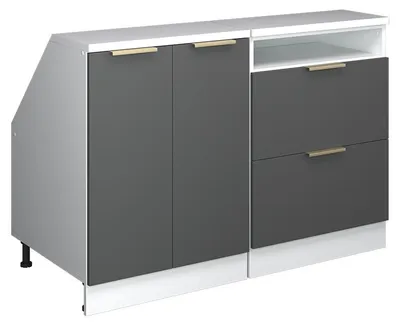 Produktbild von Küchenschrank für Dachschrägen Vicco R-Line Anthrazit-Gold 120 cm 2er Set Schrankkorpuss 60 cm Tiefe, Model 60645