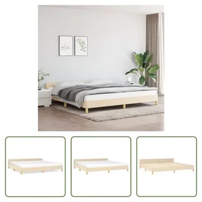 Produktbild von The Living Store Bettgestell mit Kopfteil Creme 200x200 cm Stoff