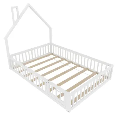 Immagine prodotto di Letto a casetta per bambini, legno massello di pino, da montare, bianco - 140x190 - a
