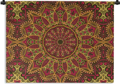 Produktbild von MuchoWow® Wandteppich Wandbehang Muster - Mandala - Pflanzen 90x67.5 cm Tapisserie Dekoration Wandtuch - Fototeppich - Wand-Skulpturen