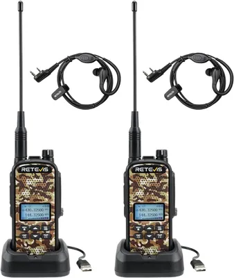 Obrázek produktu pro Retevis EZTalk 62 WalkieTalkie dobíjecí, vysílačka s 2200 mAh, vodotěsná, IP67, vysílačka pro dospělé pro lov, outdoor (2 kusy, kamufláž)