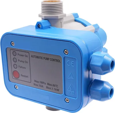 Image de Contrôleur automatique de pompe à eau - Régulateur de pression/pressostat - 220-240 V - Pression de démarrage 1,5 bar - Pression de service 10 bar - Auto-amorçante - Bleu