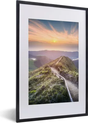 Produktbild von MuchoWow® Gerahmtes Poster Berge - Sonne - Natur 40x60 cm - Poster mit Schwarzem Bilderrahmen Wandposter Rahmen Foto Bilder - Poster in Rahmen