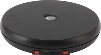 Image de Présentoir électrique rotatif à lumière LED 25cm silencieux Capacité de charge 20kg Présentoir rotatif pour bijoux Noir