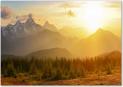 Produktbild von Tulup® Glas-Bild - 100 x 70 - Wandbild aus Glas - Wandkunst - Wandbild hinter gehärtetem Sicherheitsglas - Landschaften - Sonne Berge - Gelb