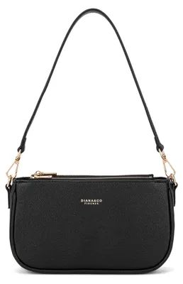 Productafbeelding van Dames Schoudertas Vegan Leather Rits Verstelbare Draagriem 24x14 cm Black B UNICA 711-2PT-BLACK