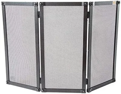 Productafbeelding van Haard Spatscherm - Vonkenvanger Open Haard - Veiligheid Haard - Drievoudig Paneel - 75 cm - Zwart