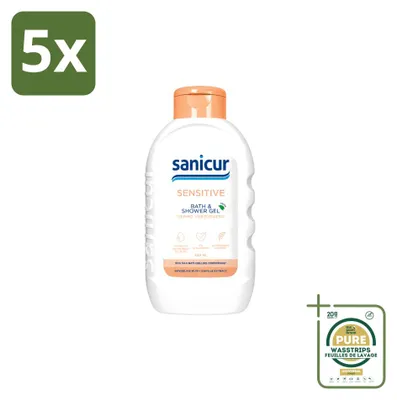 Productafbeelding van 5 x Sanicur Douchegel voor gevoelige huid - 300 ml - Voordeelverpakking - 5 stuks