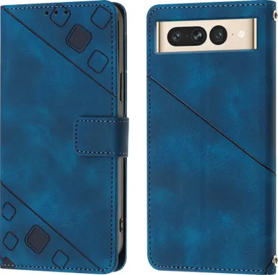 Produktbild von Hülle für Google Pixel 7 Pro Prägung Flip Leder Brieftasche Schutzhülle mit Ständer Blau