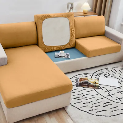 Produktbild von Sofa Sitzkissenbezug, Stretch Sofabezug, Elastische Sofahusse Sofa Abdeckung, Sofa Sitzkissen Schonbezug Couch Überzug (für 3 Sitzer , Orange)