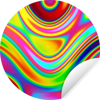 Produktbild von MuchoWow® Runde Wandtattoo - Wandsticker Tapete Aufkleber Kunst - Wellen - Farben - Psychedelisch Ø 100 cm Selbstklebend und Repositionierbar - Wandaufkleber - Kreis - Tapetenkreis - Wandbild rund - Schlafzimmerdekoration - Wanddeko - runde Tapete - Kunst für zu Hause