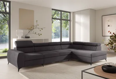 Produktbild von Ecksofa Schlafsofa Sofa TORONTO XL Stoff Element Schwarz Ottomane Rechts