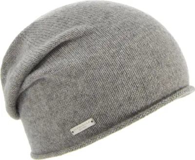 Seeberger Strickmütze-Beanie aus 100% Kaschmir mit Rollrand in grau