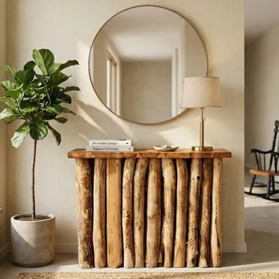 Produktbild von Massive Teak Konsole ALGO Natural 100cm Unikat Konsolentisch