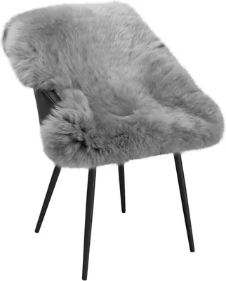 Produktbild von WOLTU Öko Lammfell Teppich, Longhair Schaffell echtes, weich flauschig Wollteppich Matte, Wolle Bettvorleger Hellgrau, L (90-110) x60cm