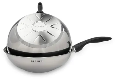 Edelstahl-Wok 28 cm, antihaftbeschichtet, Induktion, hochwertig