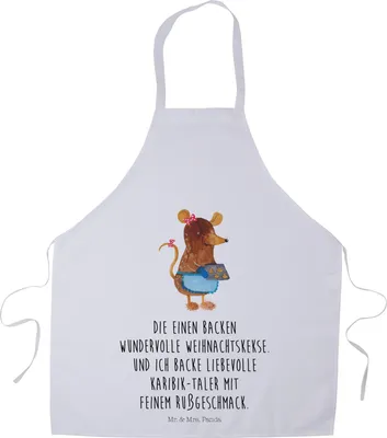 Produktbild von Mr. & Mrs. Panda Grill Schürze Maus Kekse - Weiß - Geschenk, Weihnachtskekse, Weihnachten, Kochschürze, Küchenschürze, Backschürze, Küchenzubehör, Plätzchen, Winter