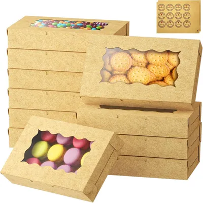 Produktbild von Keksboxen mit Sichtfenster, 20 Stück, 18x11x4 cm, Kraftpapier, für Geschenkverpackung