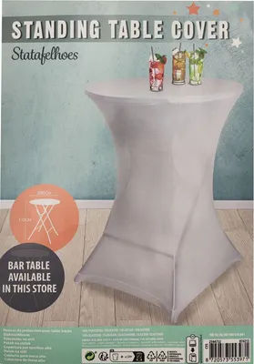 Produktbild von Stretch Stehtischbezug Ø 80cm Stehtischhusse Husse für Stehtisch Tischbezug Bezug Bistrotisch bis 110cm Höhe, Farbe:weiß