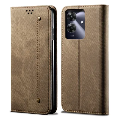 Obrázek produktu pro Pouzdro pro Realme Note 60, Kožené Peněženkové Pouzdro s Magnetickým Uzavíráním a Stojánkem Khaki