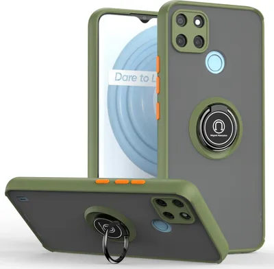 Produktbild von OPPO Realme C21Y Hülle, Ring Halter Ständer Matte Transluzent TPU Rahmen Stoßfest Schutzhülle für OPPO Realme C21Y Grün