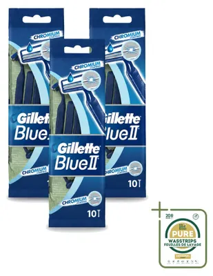 Productafbeelding van 3 x Gillette Blue 2 wegwerpbare scheermesjes - met chroomcoating - voordeelverpakking - 3 stuks