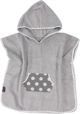 Produktbild von Puckdaddy Bade Poncho Smilla 57x84cm Baby Poncho mit Kapuze mit Punkte Muster in Grau