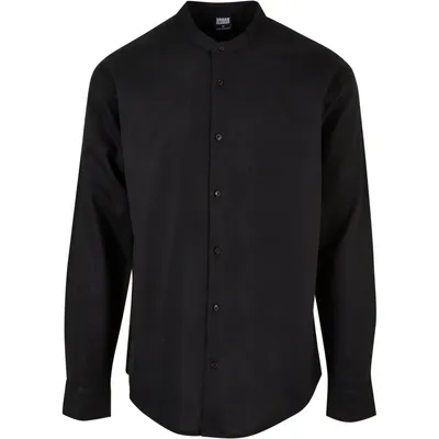 Produktbild von Urban Classics - LEINEN Stehkragen Hemd schwarz - 5XL