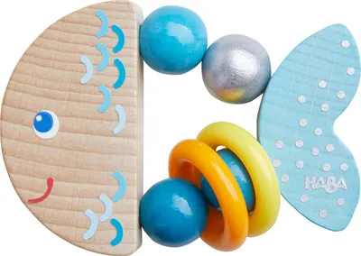 Produktbild von Haba Holz Rassel Klepperfisch blau Babyspielzeug