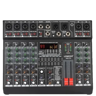 Immagine prodotto di Mixer audio, uscita XLR 48V, riproduzione Bluetooth, 6 canali EU PLUG