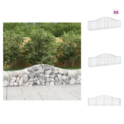Produktbild von vidaXL Gabionen mit Hochbogen 6 Stk. 200x30x40/60 cm Verzinktes Eisen -  Blumentöpfe & Pflanzgefäße