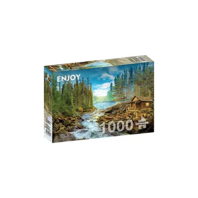 Obrázok produktu pre Puzzle 1000 dielov Enjoy – Drevená chata pri perejách