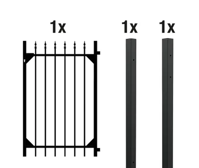 Immagine prodotto di Alberts 510435 Set per cancello singolo Chaussee, da incassare nel calcestruzzo, nero opaco, altezza 120 cm, larghezza 1 m