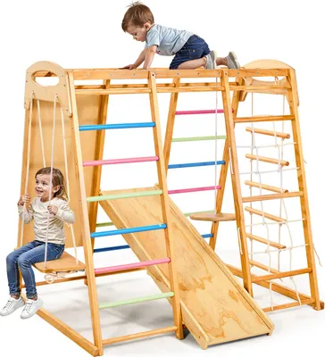 Zdjęcie produktu dla Vevor Konstrukcja Wspinaczkowa 9W1 Drewniana Na Plac Zabaw Montessori 113Kg