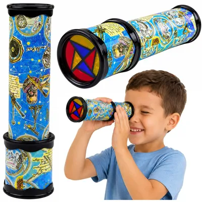 Produktbild von Rotierendes Kaleidoskop für Kinder, bunte Muster, Blau, 21 x 5 cm