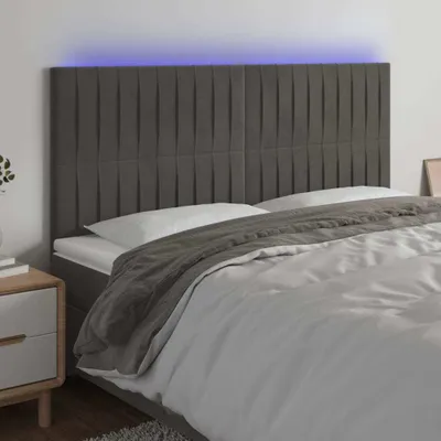 Produktbild von LED Kopfteil Dunkelgrau 180x5x118/128 cm Samt , Kopfteile Design 2024