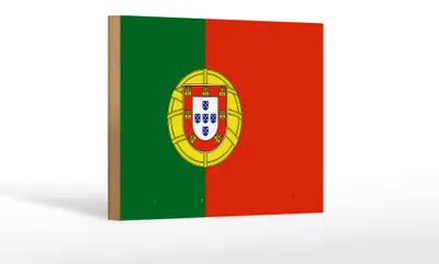 Produktbild von Holzschild Flagge Portugals 18x12 cm Flag of Portugal Dekoration