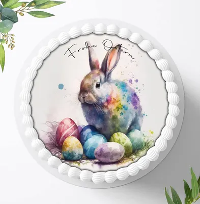 Produktbild von Für die Geburtstags Torte ein Tortenaufleger, Zuckerbild mit dem Motiv: Frohe Ostern, Essbares Foto für Torten, Fondant, Ø 20cm, 1362z