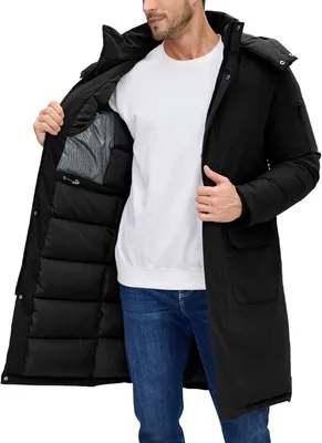 Produktbild von Langer Winterparka für Herren, gefüttert, mit abnehmbarer Kapuze, Reißverschluss und zahlreichen Taschen