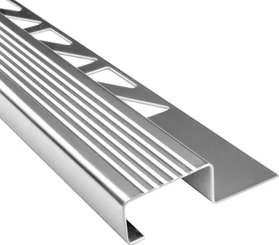 Produktbild von Edelstahl Stufenprofil Fliesenleiste Treppen Schiene L2,5m H10mm Profil glänzend