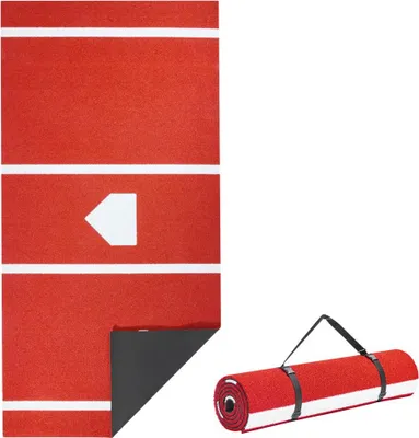 Produktbild von Baseball-Schlagmatte Trainingsmatte (300 x 116 cm) - Trainingspad Schlagkäfigmatte - Baseballmatte mit Heimplatte & Anti-Fade-Rasen - Tragbare Trainingshilfe Softballmatte Outdoor, Rot